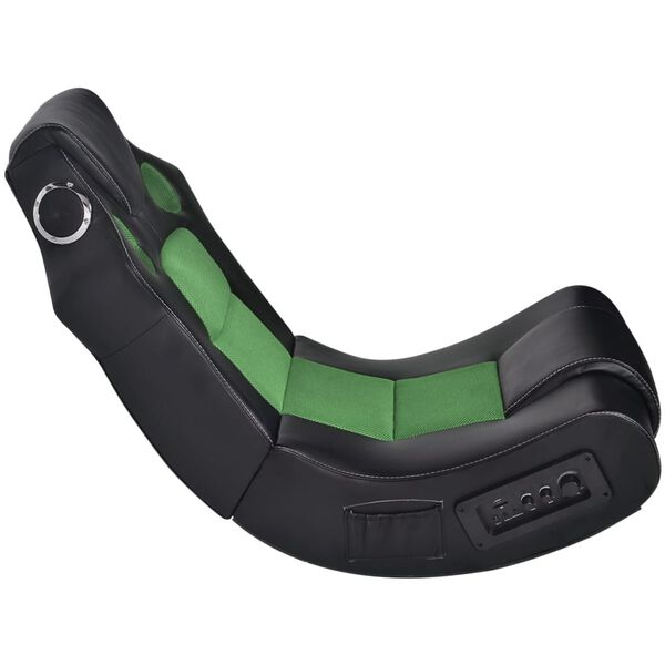 vidaXL Mecedora con m&uacute;sica de cuero sint&eacute;tico negro y verde