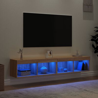 vidaXL Muebles de TV con luces LED 2 uds roble Sonoma 80x30x30 cm