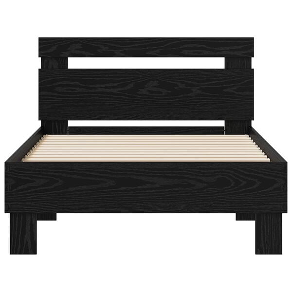vidaXL Estructura de cama con cabecera Roble Negro 98.5 x 200 cm