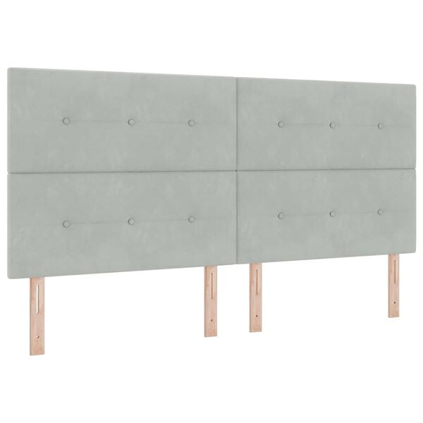 vidaXL Cama Box Spring LED con colch&oacute;n Gris Claro 200 x 200 cm tela