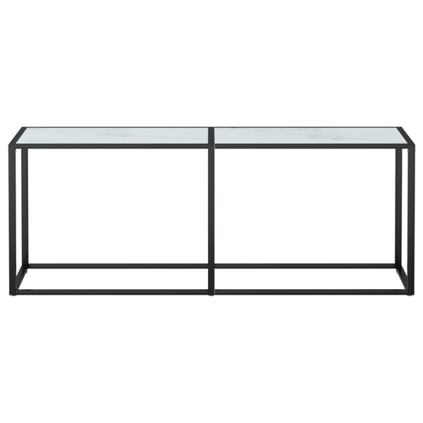 vidaXL Mesa consola vidrio templado m&aacute;rmol blanco 200x35x75,5 cm
