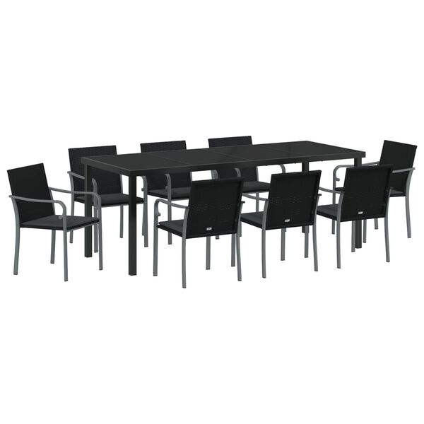 vidaXL Conjunto de Comedor de Jard&iacute;n 9 pcs Negro y Gris