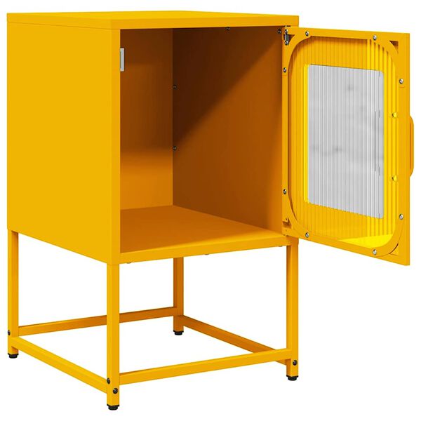 vidaXL Mesita de noche acero laminado en frío amarillo 36x39x60,5 cm