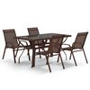 vidaXL Juego de comedor de jard&iacute;n 5 piezas con cojines marr&oacute;n y negro