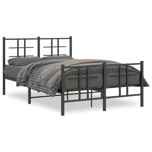 vidaXL Estructura cama sin colchón con estribo metal negro 120x200 cm