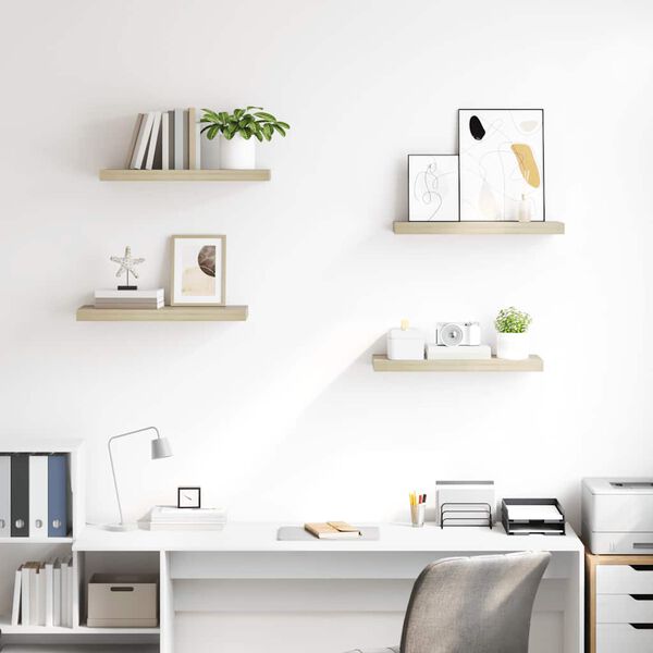 vidaXL Estante flotante de pared 4 uds MDF roble 60x23,5x3,8 cm