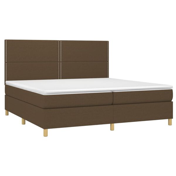 vidaXL Cama box spring con colch&oacute;n tela marr&oacute;n oscuro 200x200 cm