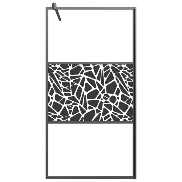 vidaXL Mampara ducha vidrio esmerilado dise&ntilde;o piedras negro 100x195 cm