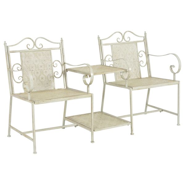 vidaXL Banco de jardín de 2 plazas acero blanco 161 cm