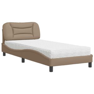 vidaXL Cama con colch&oacute;n Hvar cuero sint&eacute;tico capuchino 90x200 cm