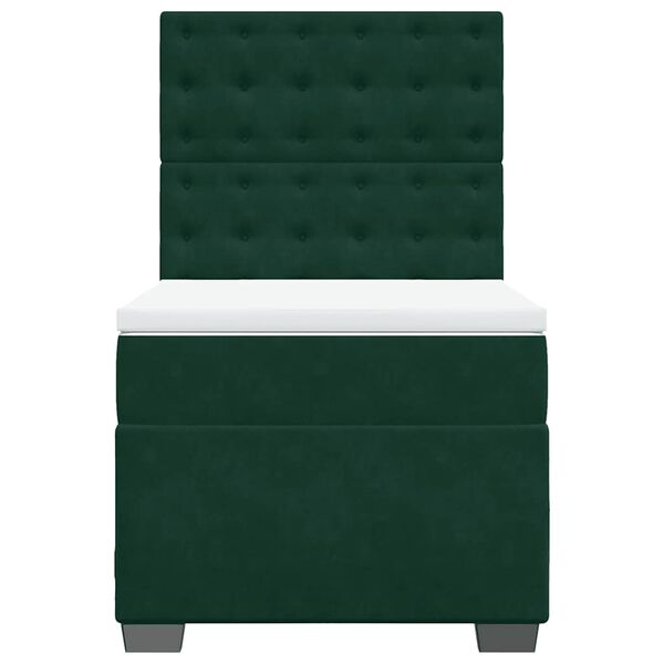 vidaXL Cama box spring con colch&oacute;n terciopelo verde oscuro 90x200 cm