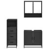 vidaXL Juego de muebles de ba&ntilde;o 3 pzas madera contrachapada negro