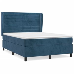 vidaXL Cama box spring con colch&oacute;n terciopelo azul oscuro 140x200 cm