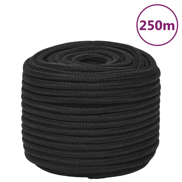 vidaXL Cuerda de barco polipropileno negro intenso 14 mm 250 m