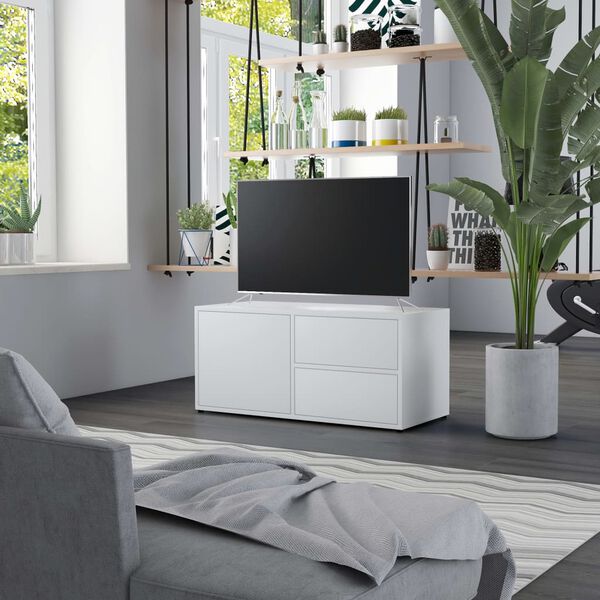 vidaXL Mueble para TV madera contrachapada blanco 80x34x36 cm