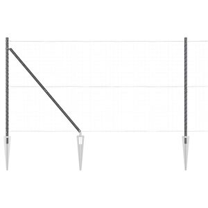 vidaXL Poste de cerca con punta para el suelo 7 uds. Gris
