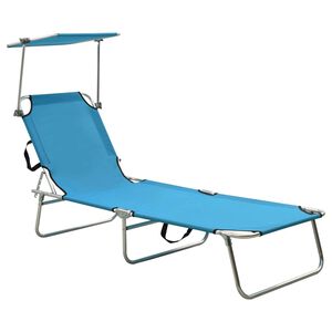 vidaXL Tumbona plegable con toldo de acero azul turquesa