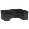 vidaXL Set de comedor de jard&iacute;n 7 pzas y cojines rat&aacute;n sint&eacute;tico negro