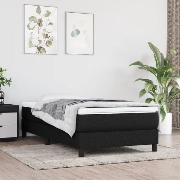vidaXL Estructura de cama con somier tela negro 100x200 cm