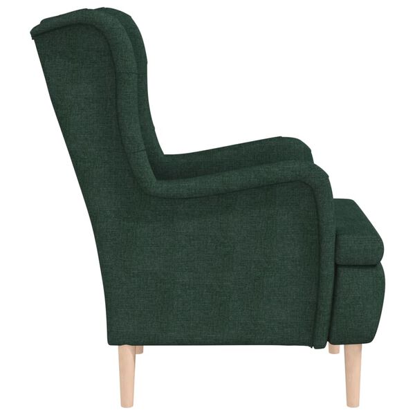 vidaXL Sill&oacute;n con patas de madera maciza de caucho y tela verde oscuro