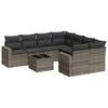 vidaXL Set de muebles de jard&iacute;n 9 pzas y cojines rat&aacute;n sint&eacute;tico gris