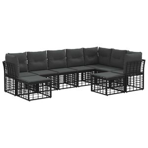 vidaXL Conjunto de sof&aacute;s de exterior Negro y Gris oscuro Poli&eacute;ster