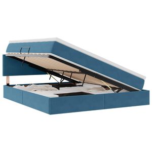 vidaXL Cama con almacenamiento y LED con LED Azul Oscuro 160 x 200 cm