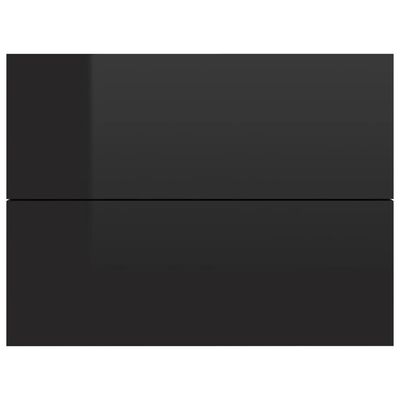 vidaXL Mesita de noche madera contrachapada negro brillo 40x30x30 cm