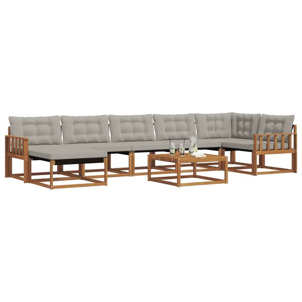 vidaXL Conjunto de sof&aacute;s de exterior 8 pcs Gris Natural y Claro