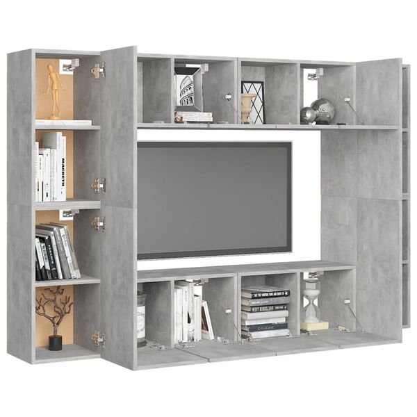 vidaXL Set de muebles de sal&oacute;n 8 pzas madera ingenier&iacute;a gris hormig&oacute;n