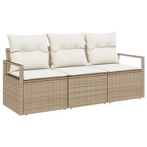 vidaXL Conjunto de sof&aacute;s de jard&iacute;n 3 pcs Beige y rat&aacute;n sint&eacute;tico