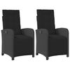vidaXL Sillones reclinables jard&iacute;n con reposapi&eacute;s 2 uds rat&aacute;n PE negro