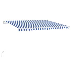 vidaXL Toldo retr&aacute;ctil manual azul y blanco 400x350 cm