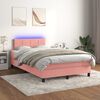 vidaXL Cama box spring colch&oacute;n y LED terciopelo rosa 120x200 cm