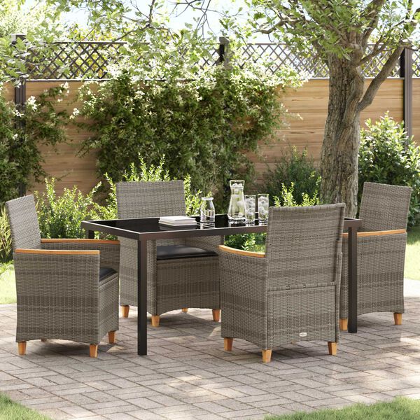 vidaXL Conjunto de Comedor de Jardín 5 pcs Gris ratán sintético