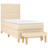 vidaXL Cama box spring con colch&oacute;n tela color crema 90x200 cm