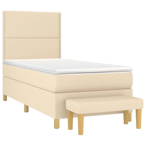 vidaXL Cama box spring con colch&oacute;n tela color crema 90x200 cm