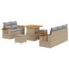 vidaXL Conjunto de sof&aacute;s de jard&iacute;n 8 uds. Beige rat&aacute;n sint&eacute;tico