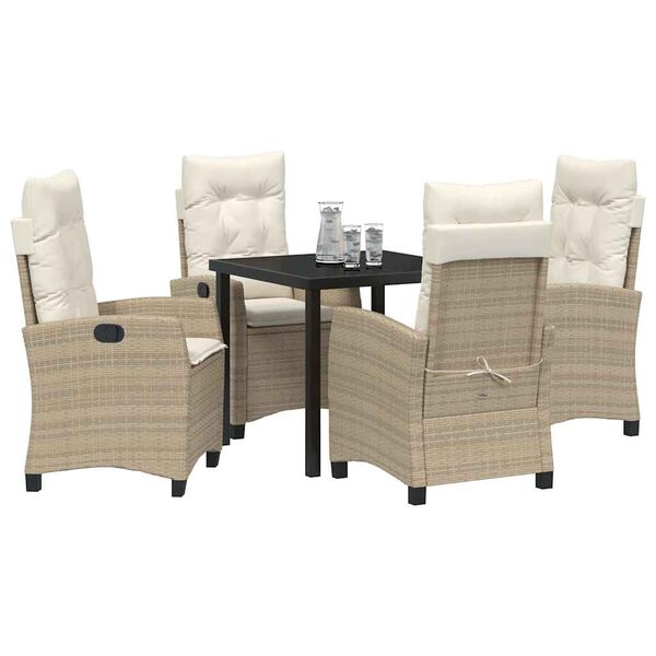 vidaXL Conjunto de Comedor de Jard&iacute;n 5 pcs Beige rat&aacute;n sint&eacute;tico