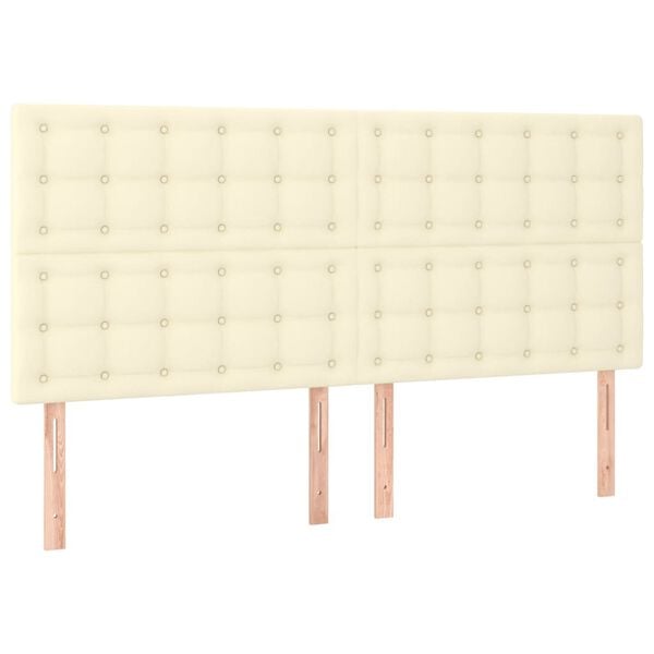 vidaXL Cabecero de cama color crema 160x5x118/128 cm Piel sint&eacute;tica