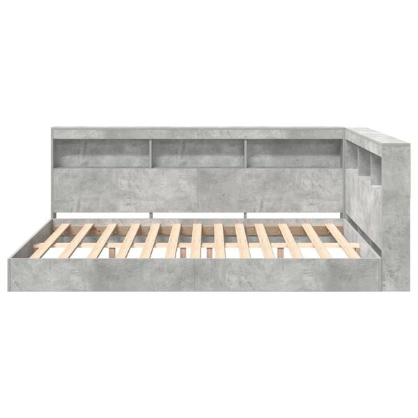 vidaXL Cama con Estanter&iacute;a con cabecera Gris hormig&oacute;n 140 x 200 cm