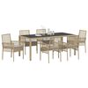 vidaXL Conjunto de Comedor de Jard&iacute;n 7 pcs Beige rat&aacute;n sint&eacute;tico