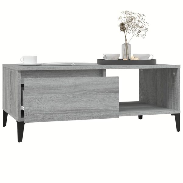 vidaXL Mesa de centro madera contrachapada gris Sonoma 90x50x36,5 cm