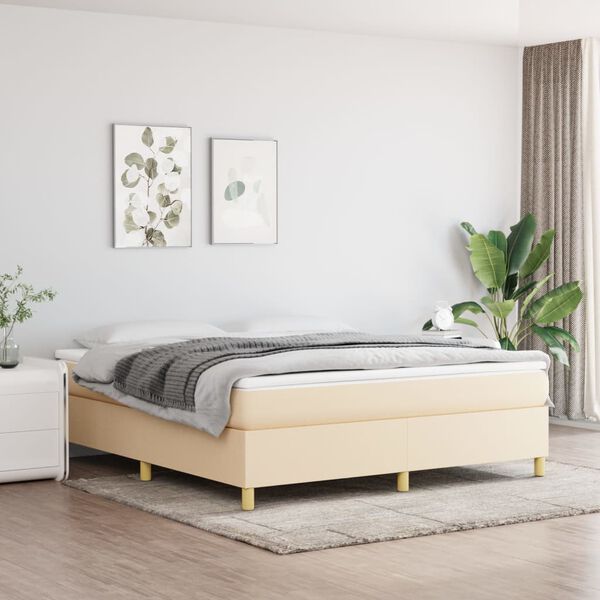 vidaXL Cama box spring con colch&oacute;n tela color crema 160x200 cm