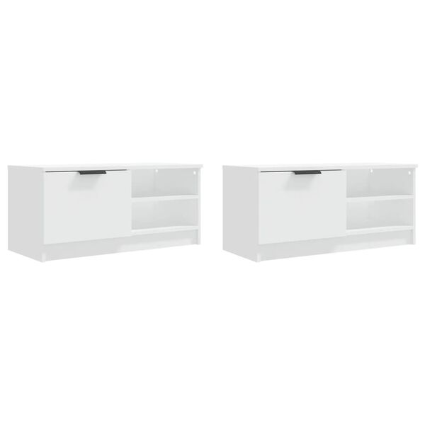 vidaXL Mueble para TV 2 pzas madera contrachapada blanco 80x35x36,5 cm