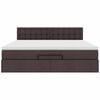 vidaXL Cama otomana con colch&oacute;n y LED tela marr&oacute;n oscuro 180x200cm