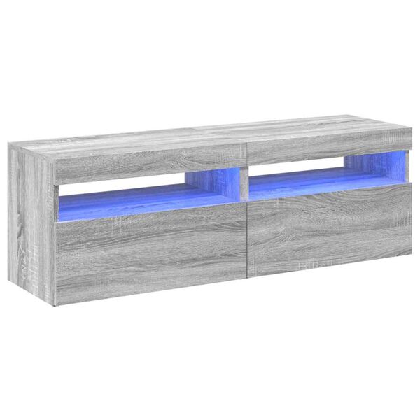 vidaXL Muebles de TV 2 uds con luces LED gris Sonoma 60x35x40 cm