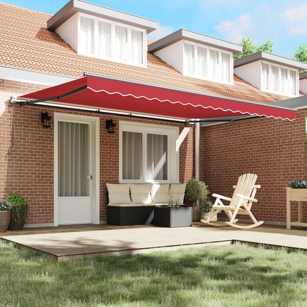 vidaXL Toldo Retr&aacute;ctil Rojo 450 x 300 cm Tela y Aluminio