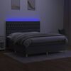 vidaXL Cama box spring colch&oacute;n y luces LED tela gris oscuro 180x200 cm