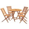 vidaXL Juego de bistro de jard&iacute;n plegable de 5 piezas Natural